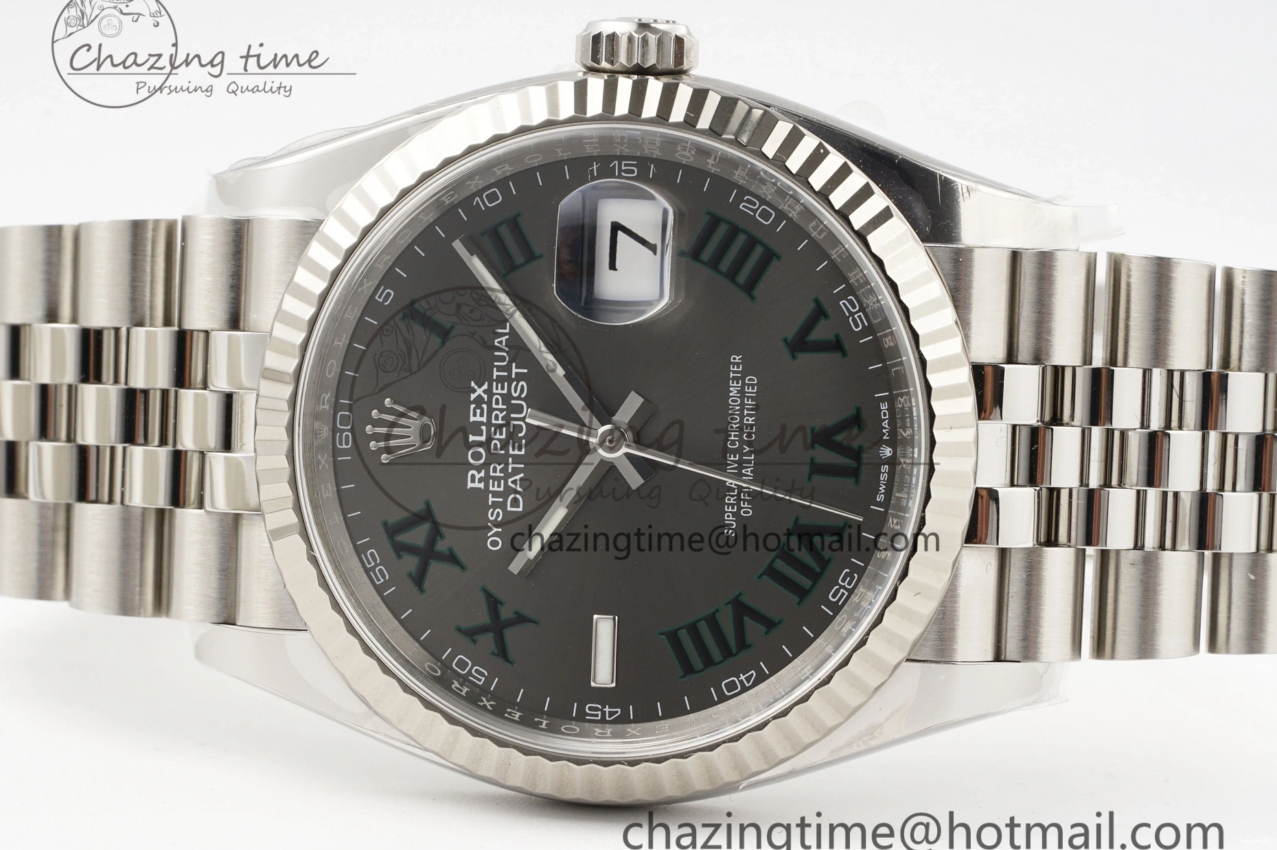 Bracelet Gray Edition 904L Green Roman Best Dial VR3235 Steel 126234 1:1 on DateJust Jubilee 36 Markers Clean 0506